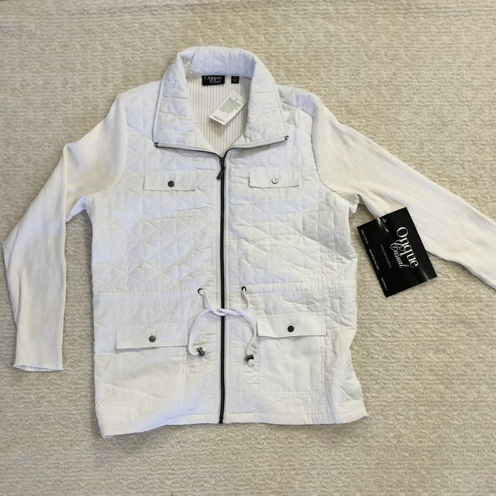 NWT, Onque Casuals, Jacket, White, Zip Up, Size Large